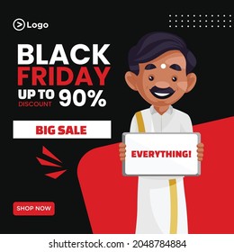Banner design of black Friday big sale cartoon style template. 