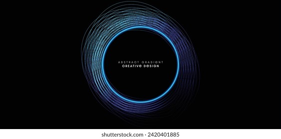 Banner design with blue circle light gradient isolated on black background. Concept for technology, digital, communication and website. EPS vector illustration.