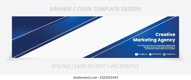 Banner design with blue color and professional concept gold line effect. linkedin cover banner design