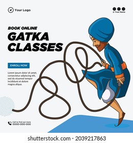 Banner Design Of Book Online Gatka Classes Template.