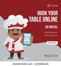 Banner design of book your table online template.