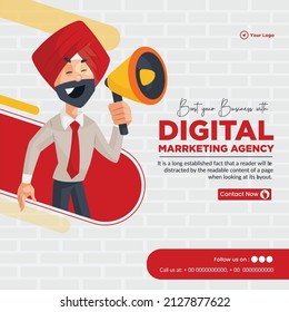 Banner design of boost your business with digital marketing agency template.