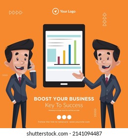 Banner design of boost your business cartoon style template.