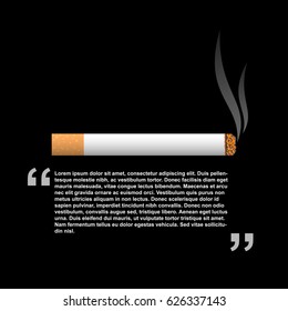 Banner design of burning cigarette on black background