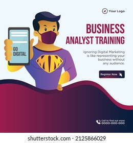 Banner design of business analyst training template.