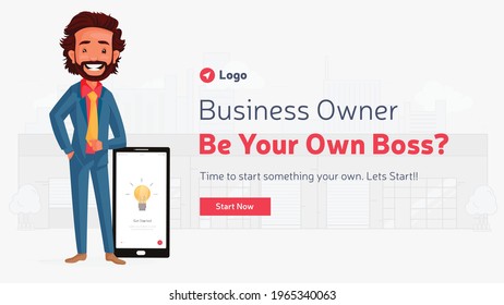 Banner design of business owner be your own boss template. Vector graphic illustration.