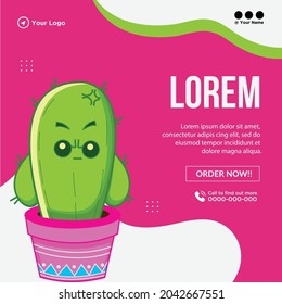 Banner design of cactus plant template.