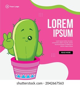 Banner design of cactus plant template.