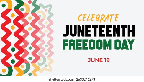 A banner design celebrating the cultural aspects of Juneteenth, featuring traditional patterns and colors to honor African American heritage.