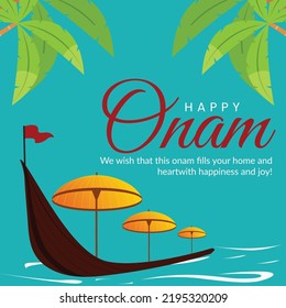 Banner design of celebrating happy onam festival template.