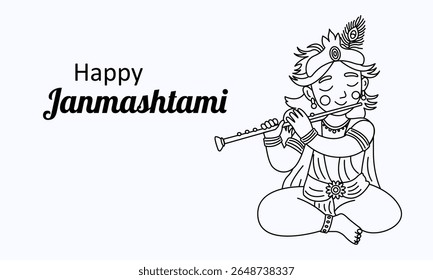 A banner design celebrating Janmashtami with Krishna s flute, colorful ornaments, and festive typography.