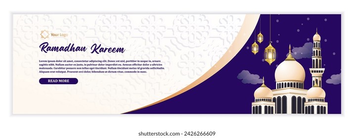 banner design for celebrating the Ramadan holiday, banners for web needs, events, white ad blue