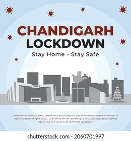 Banner design of Chandigarh lockdown stay home stay safe banner design. Vector graphic illustration.