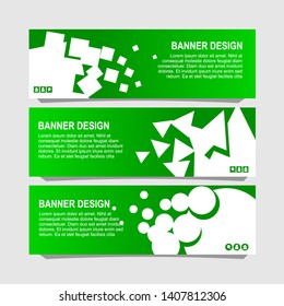 banner design with a choice of square, circle and triangle motifs