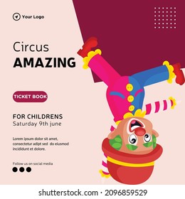 Banner design of circus amazing cartoon style illustration.