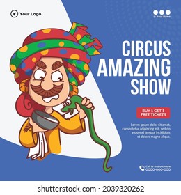 Banner design of circus amazing show template.