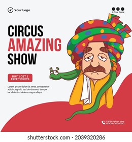 Banner design of circus amazing show template.