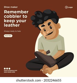 Banner design of cobbler cartoon style template.