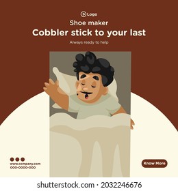 Banner design of cobbler cartoon style template.