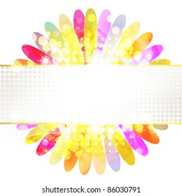 Banner design with colored flower background