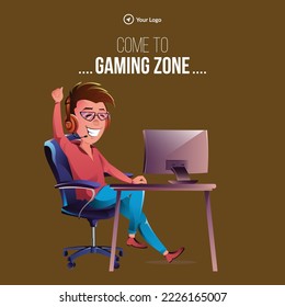 Banner design of come to gaming zone template.