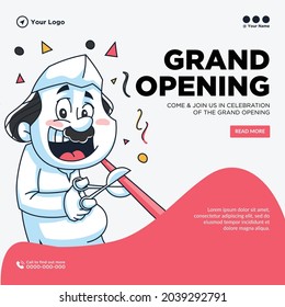 Banner design of come and join us in celebration of the grand opening template.