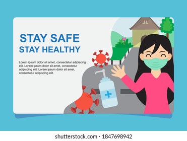 Banner design concept to maintain health during a pandemic