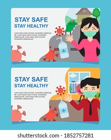 Banner design concept to maintain health during a pandemic