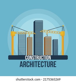 Banner design of construction architecture cartoon style template.