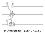 banner design - continuous line drawing of business icons: documents, music files, photos