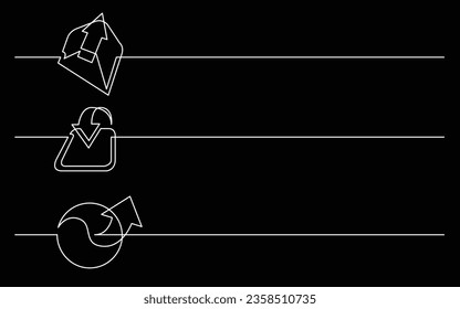 banner design - continuous line drawing of business icons: outgoing emails, download, connection