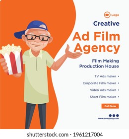 Banner design of creative ad film agency production house template. Vector graphic illustration.