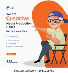 Banner design of creative media production house template. Vector graphic illustration.