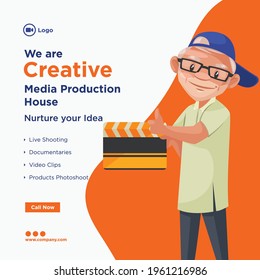 Banner design of creative media production house. Vector graphic illustration.