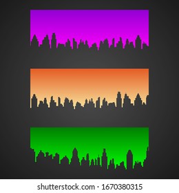 Сreative banner design with cut out cityscape silhouette. Isolated urban style concept elements. Vector illustration