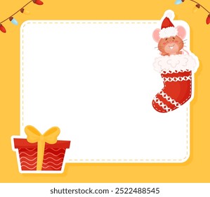 Banner Design with Cute Little Mouse Character Vector Template