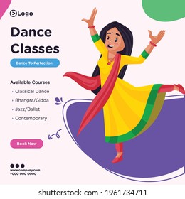 Diseño de carteles de clases de baile ilustración de estilo de dibujos animados.