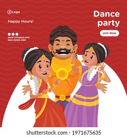 Banner design of dance party template. Vector graphic illustration.