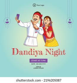 Banner design of dandiya night Indian festival template. 