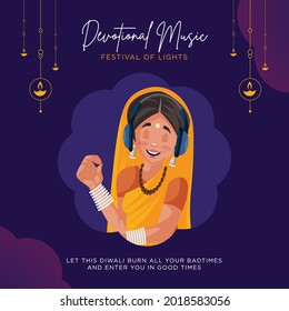 Banner design of devotional music festival of lights template.