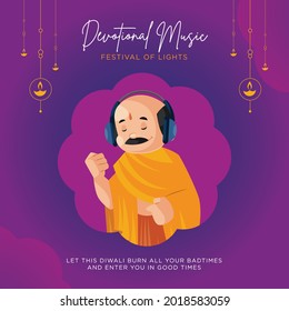 Banner design of devotional music festival of lights template.