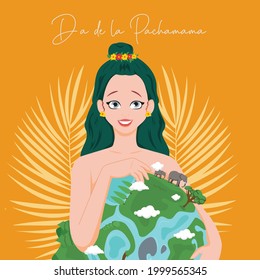 Banner design of dia de la pachamama cartoon style illustration.