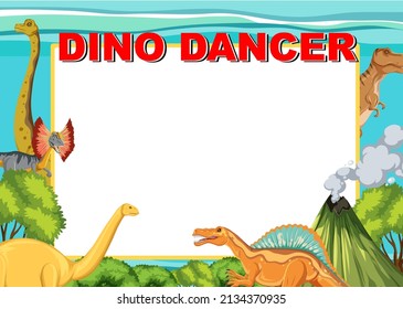 Banner design with dinosaurs in background illustration