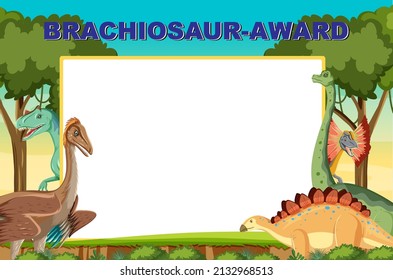 Banner design with dinosaurs in forest illustration