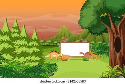 Banner design with dinosaurs illustration