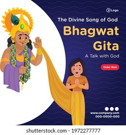 Banner design of the divine song of god bhagwat gita template. Vector graphic illustration.