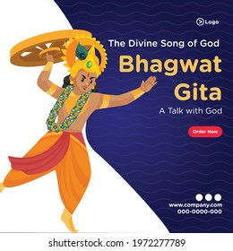 Banner design of the divine song of god bhagwat gita template. Vector graphic illustration.