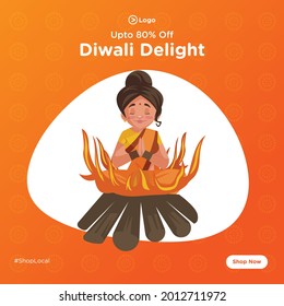 Banner design of diwali festival offers template.