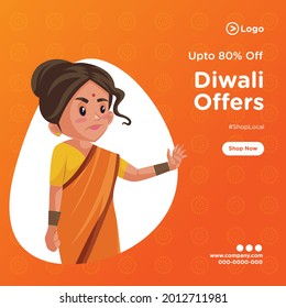 Banner design of diwali festival offers template.