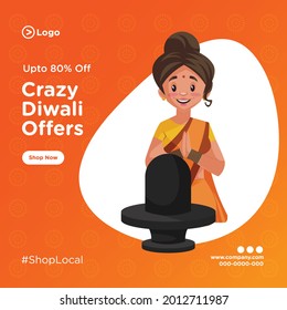 Banner design of diwali festival offers template.